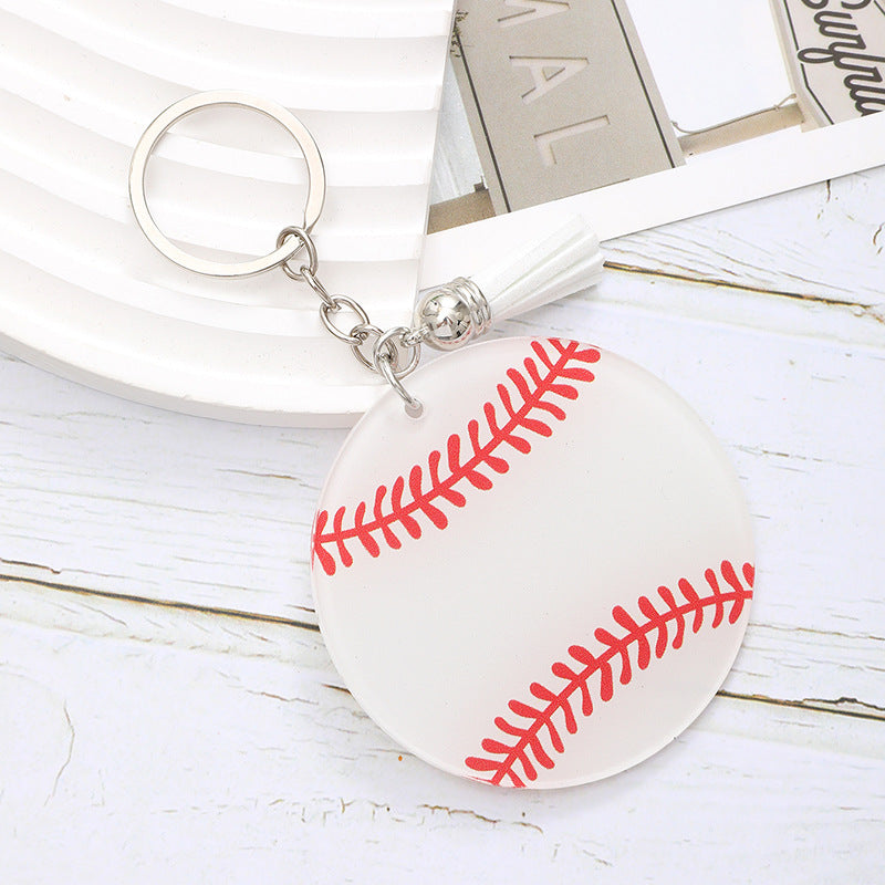 Wholesale Sports Style Baseball Acrylic Tassel Keychain